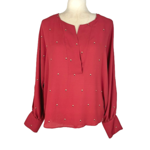 RW&Co burgundy-red blouse